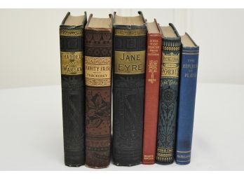 Set Of 6 Antique Books Literary Classics Including Jane Eyre