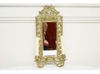Gold-Toned Wall Mirror Candle Holder