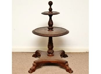 Antique Regency Period Dumbwaiter Two-Tier Serving Stand