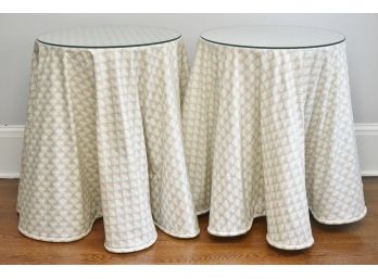 Pair Of Round Glass Top Side Tables
