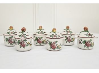 Set Of Six Italian Ceramic Pot De Creme