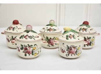 Set Of Five Ceramic French Pot De Creme