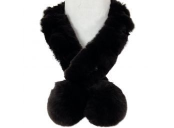 Fur Collar Scarf With Round Ends