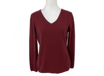 Sutton Studio Cashmere Burgundy V-Neck Sweater Made For Bloomingdales Size L