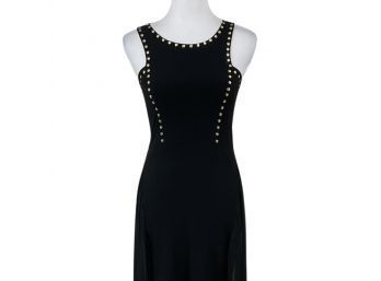 YOU High Low Black Dress With Gold Embellishments M