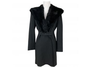 Emperio Armani Wool Coat With Fur Collar Small