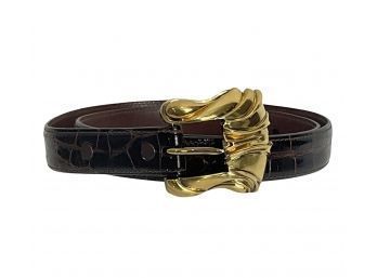 Barry Kieselstein Cord Alligator Belt With Gold Over Silver Buckle