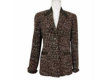 Elsa Mahr Paris Brown Tweed Wool Blend Jacket Size 42