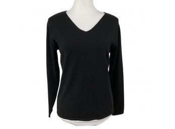 Sutton Studio For Bloomingdales Merino Wool Black Sweater Size L