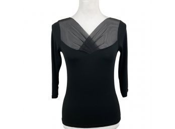 Entracte Paris Sexy Black Top With Tulle Neck Size 1/Small