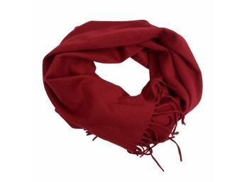 Red 100 Percent Cashmere Scarf With Fringe New With Tags