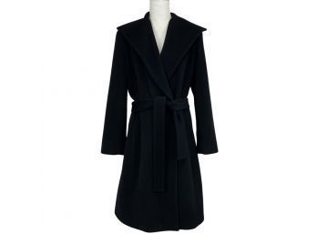 Calvin Klein Black Angora & Wool Belted Coat Size 12
