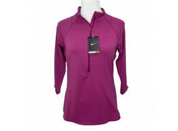 Nike Fuchsia Half Zip Dri-fit Long Sleeves Top Size M New With Tags