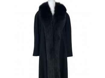 Fabulous Marvin Richards Lambswool Black Coat With Collar Size 12