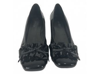 Vaneli Black Patent Leather Genie Ornamented Shoes Size 10