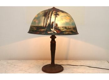 Handel Signed Original Reverse Painted Lamp