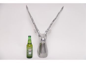 Silver Stag Head 21 Inch Tall Wall Hanging