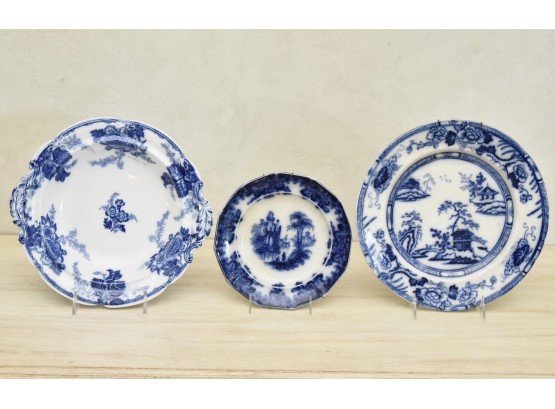 Collection Of Flow Blue Antique Plates