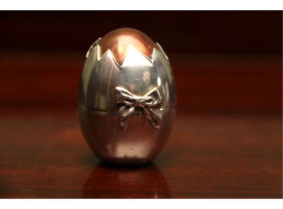 Greek Xeipoe Sterling Silver Lidded Egg Trinket Box