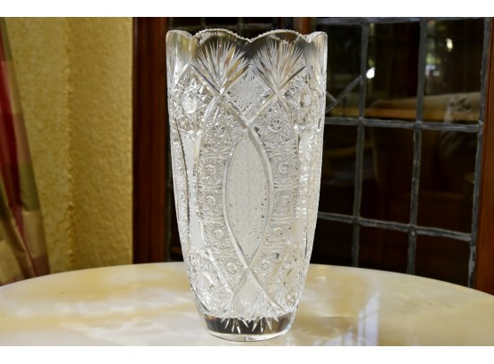 Vintage Cut Crystal Tall Vase
