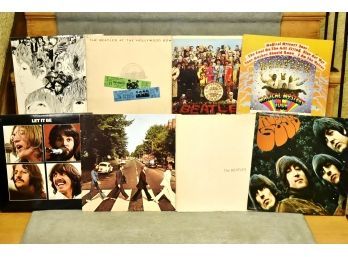 Collection Of Beatles Records Including White Album And Rubber Soul