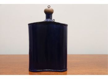 Vintage Blue Madras Enamel Decanter With Wooden  Stopper