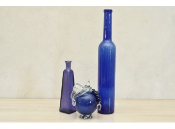 Cobalt Blue Glass Collection Including Apple
