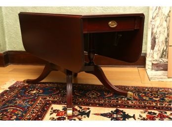 Mahogany Drop Leaf Table With Brass Feet