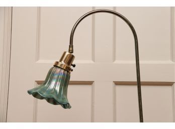 Brass Floor Lamp With Art Glass Shade