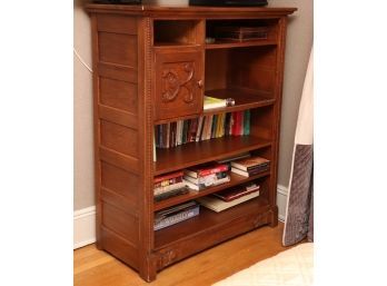 Antique Carved Oak Bookshelf With Cabinet