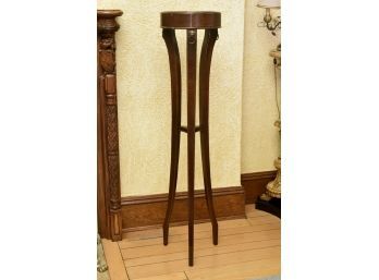 Flared Leg Mahogany Pedestal With Lion Head Accents