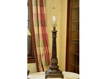 Antiqued Finished Wooden Corinthian Column Table Lamp