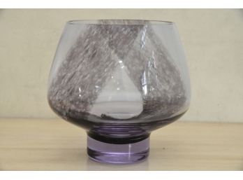 Mid Century Purple Glass Deco Footed Vase