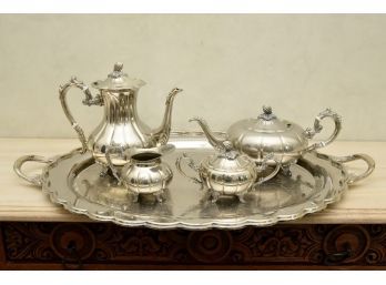 F.b. Rogers Silver Plate Tea Service With Under Platter