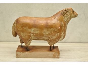 Sarreid Italy Carved Wood Sheep Folk Art Sculpture
