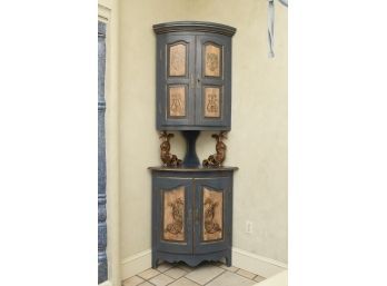 Hand Painted Corner Cabinet