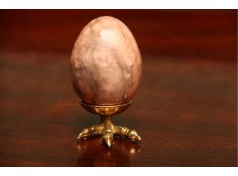 Polished Stone Egg On Brass Clawfoot Stand