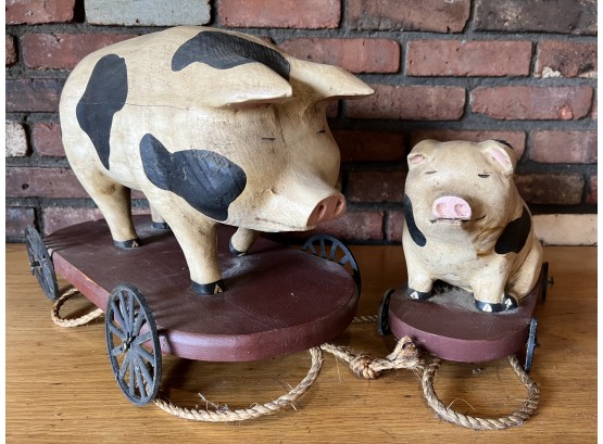 Pair Of Campbell Classics Pigs On Wagons