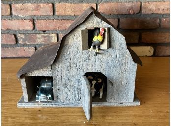 Rural Home Sculpture With Car Rooster And Cow