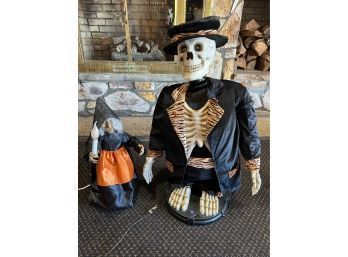 Animated Dancing Tuxedo Skeleton And Wicked Witch Light Decorations