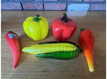 Glass Pepper And Corn Display Pieces