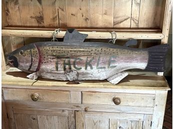 Large Hand Carved Wooded Fish Hanging Display