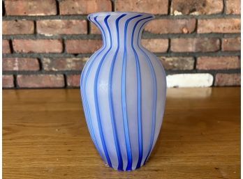 Frosted Blue Stripe Vase