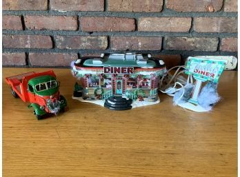 Christmas Display Diner Light Up House With Truck