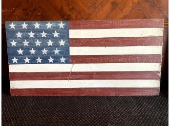 Large Wooden Hand Painted American Flag Wall Art