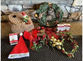Christmas Decor Including Wreath And Lights