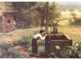 Jerome Thompson (American, 1814-1886)-The Old Oaken Bucket Framed Print