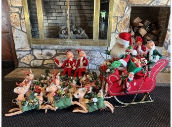 Annalee Santa's Sleigh With 9 Reindeer & More Amazing Collection!