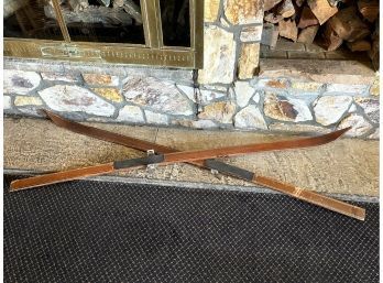 Pair Of Antique Wooden Skis