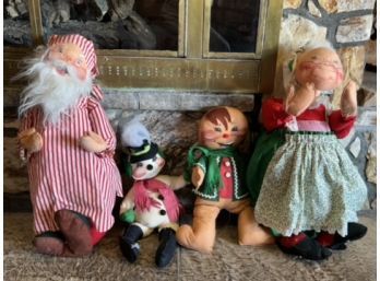 Set Of Four Annalee Christmas Dolls Including Snowman